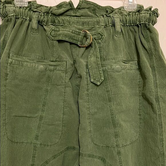 Free People Runyon Distressed Green Drawstring Cropped Pants Boho - Picture 9 of 15